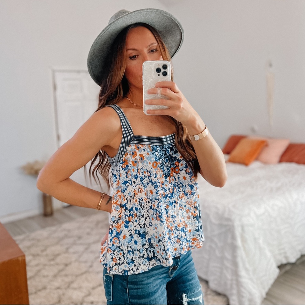 Anthropologie Maeve Blue Floral Tank • Size Small
